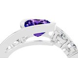 White gold Bezel Set Cushion Cut Diamond Split Shank Ring_4