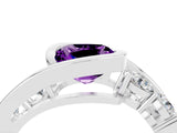 White gold Bezel Set Cushion Cut Diamond Split Shank Ring_4