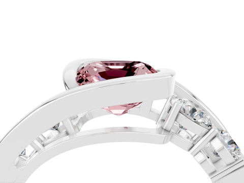 White gold Bezel Set Cushion Cut Diamond Split Shank Ring_4