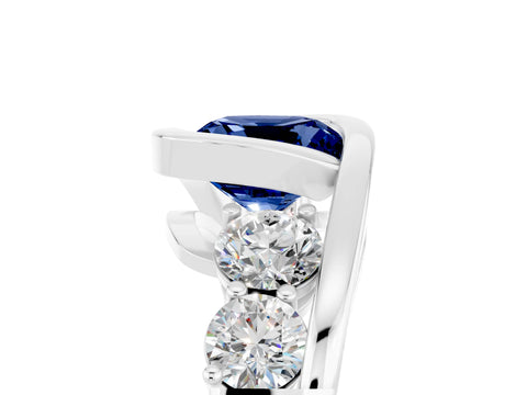 White gold Bezel Set Cushion Cut Diamond Split Shank Ring_5