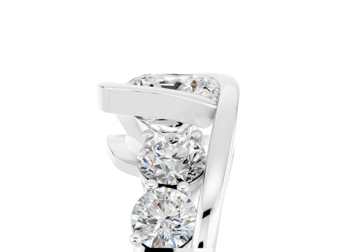 White gold Bezel Set Cushion Cut Diamond Split Shank Ring_5