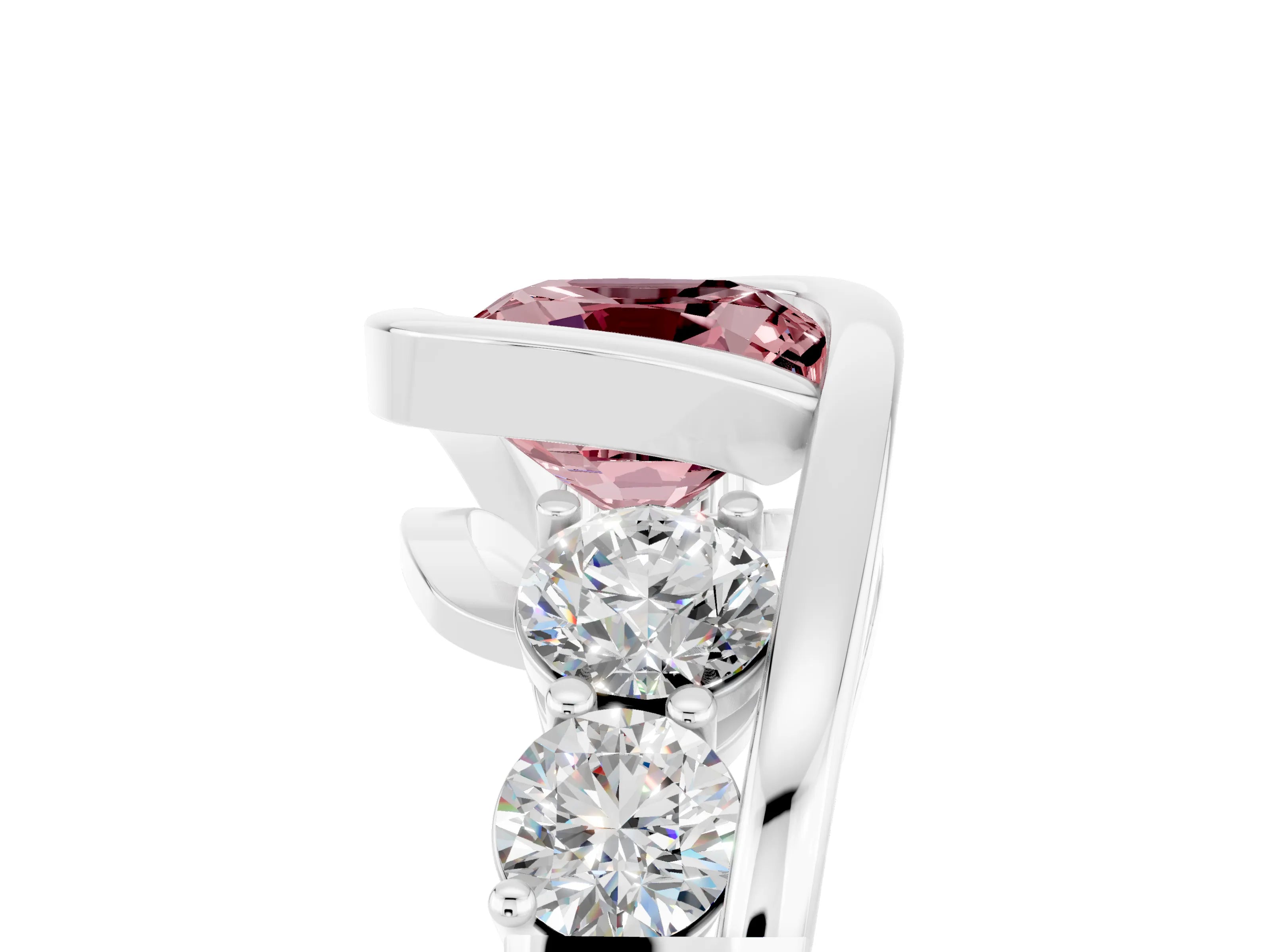 White gold Bezel Set Cushion Cut Diamond Split Shank Ring_5