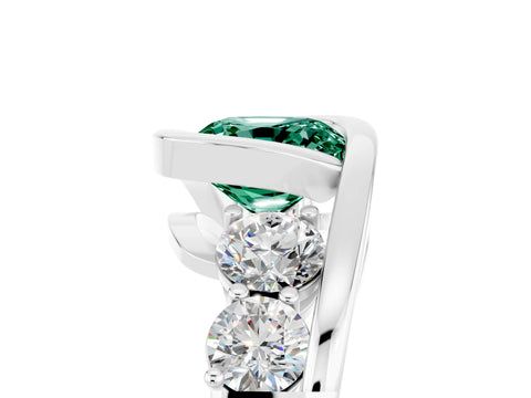 White gold Bezel Set Cushion Cut Diamond Split Shank Ring_5