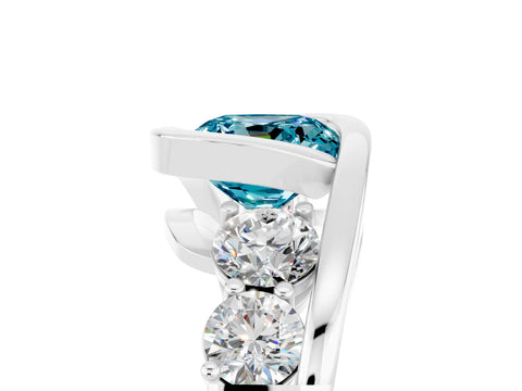 White gold Bezel Set Cushion Cut Diamond Split Shank Ring_5