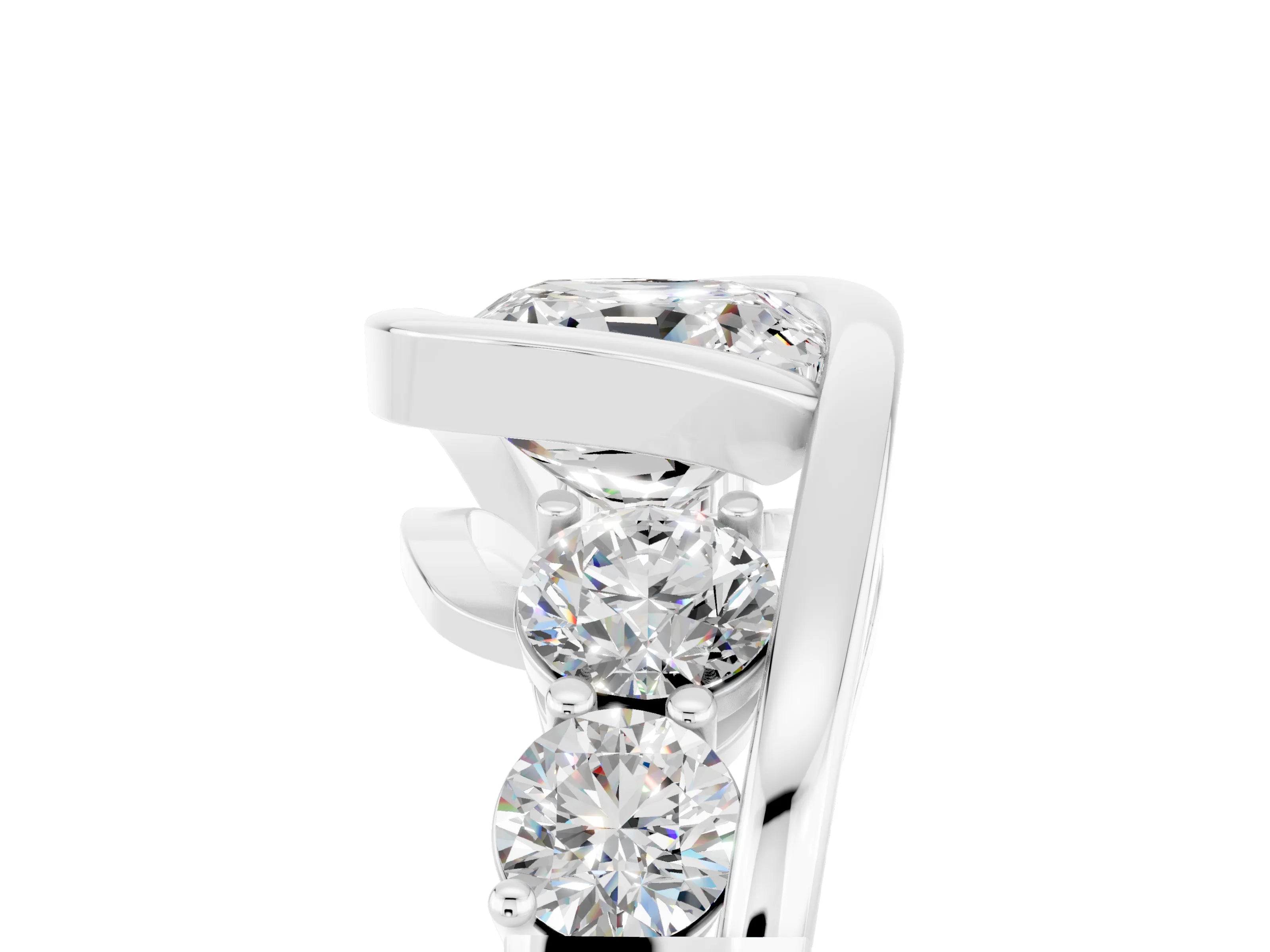 White gold Bezel Set Cushion Cut Diamond Split Shank Ring_5