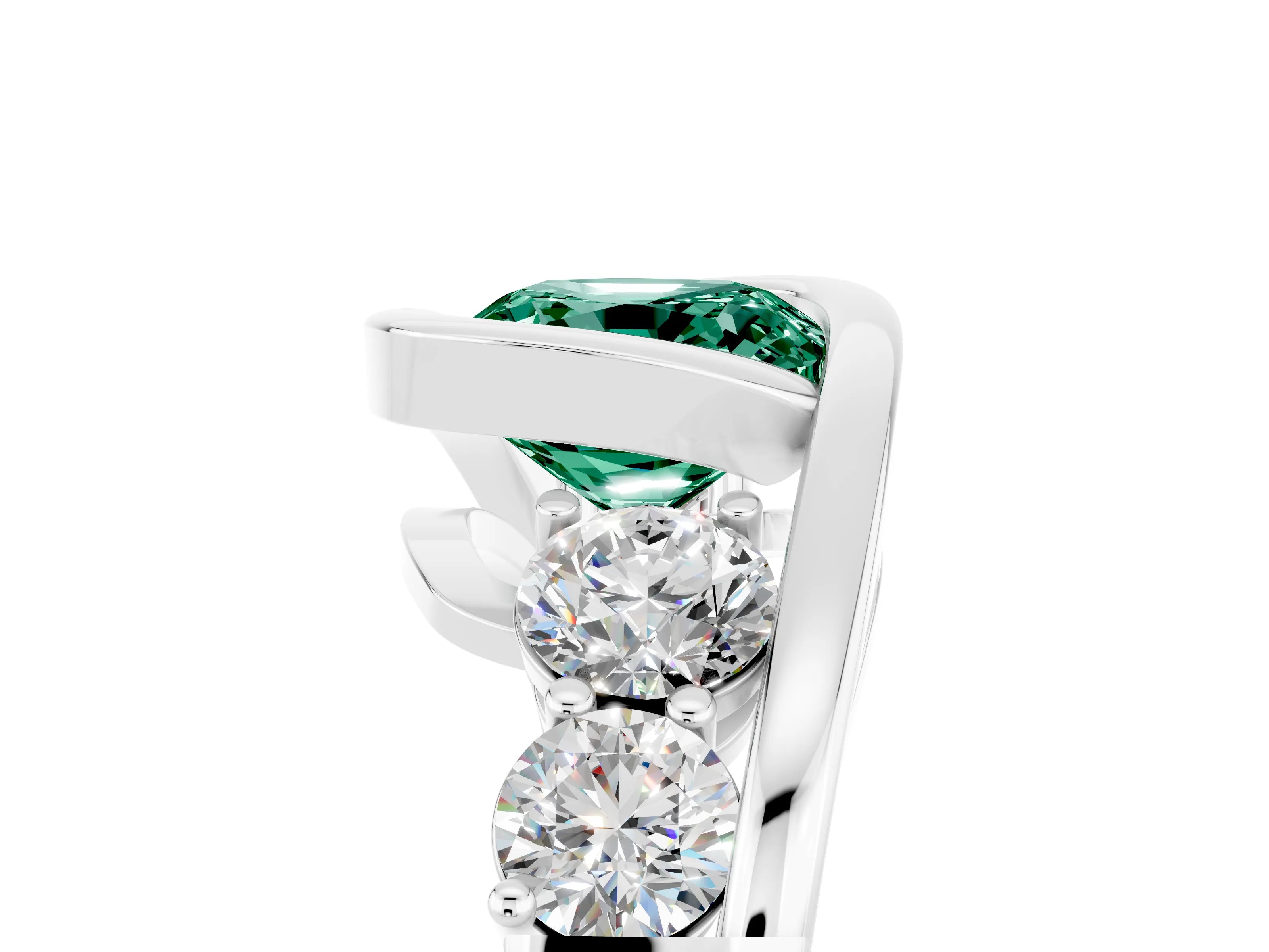 White gold Bezel Set Cushion Cut Diamond Split Shank Ring_5