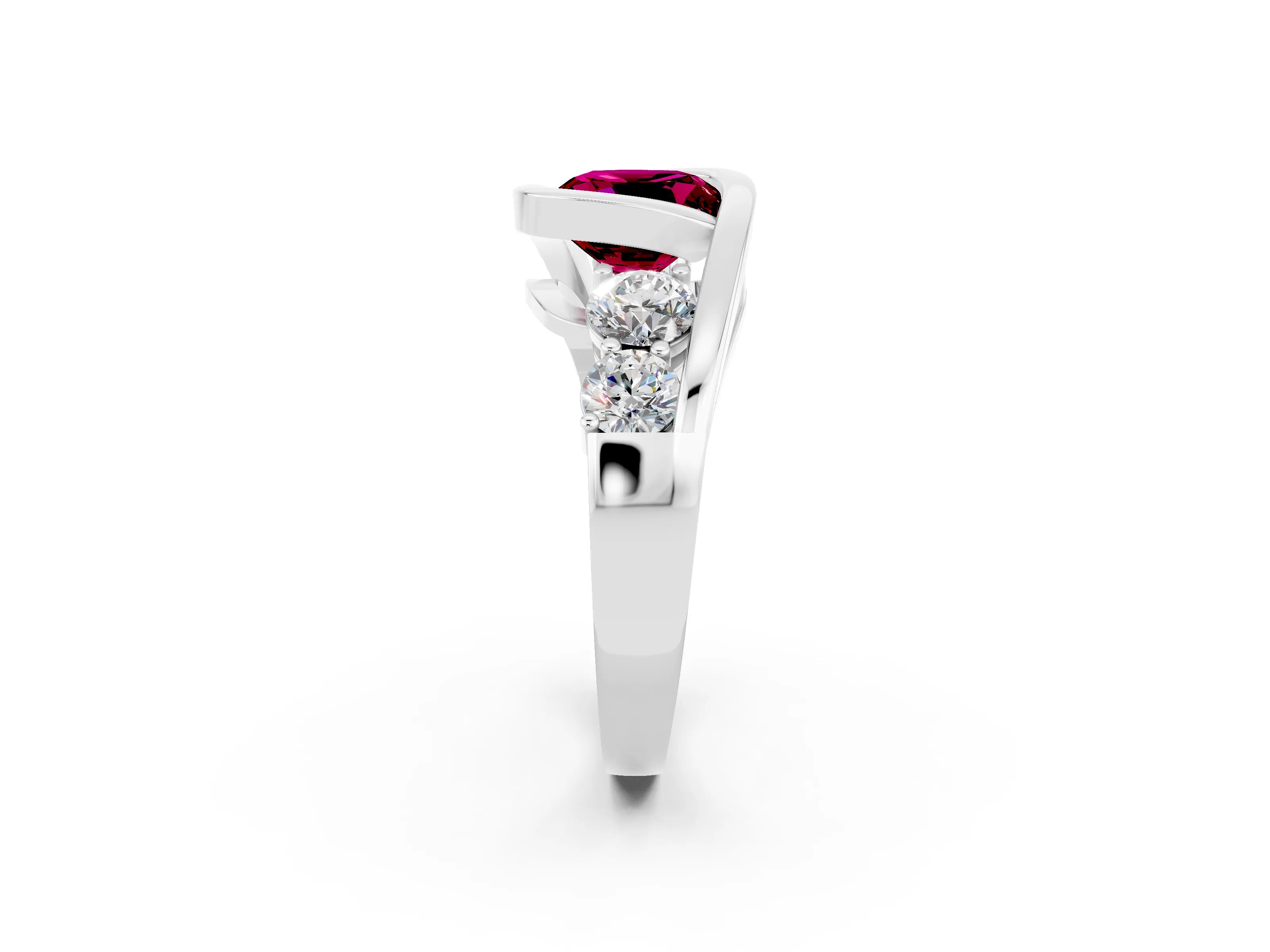 White gold Bezel Set Cushion Cut Diamond Split Shank Ring_8