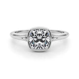 White gold Bezel Set Cushion Cut Solitaire Ring 2