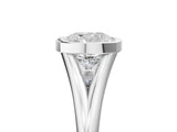 White gold Bezel Set Cushion Cut Solitaire Ring with Tapered Band 5