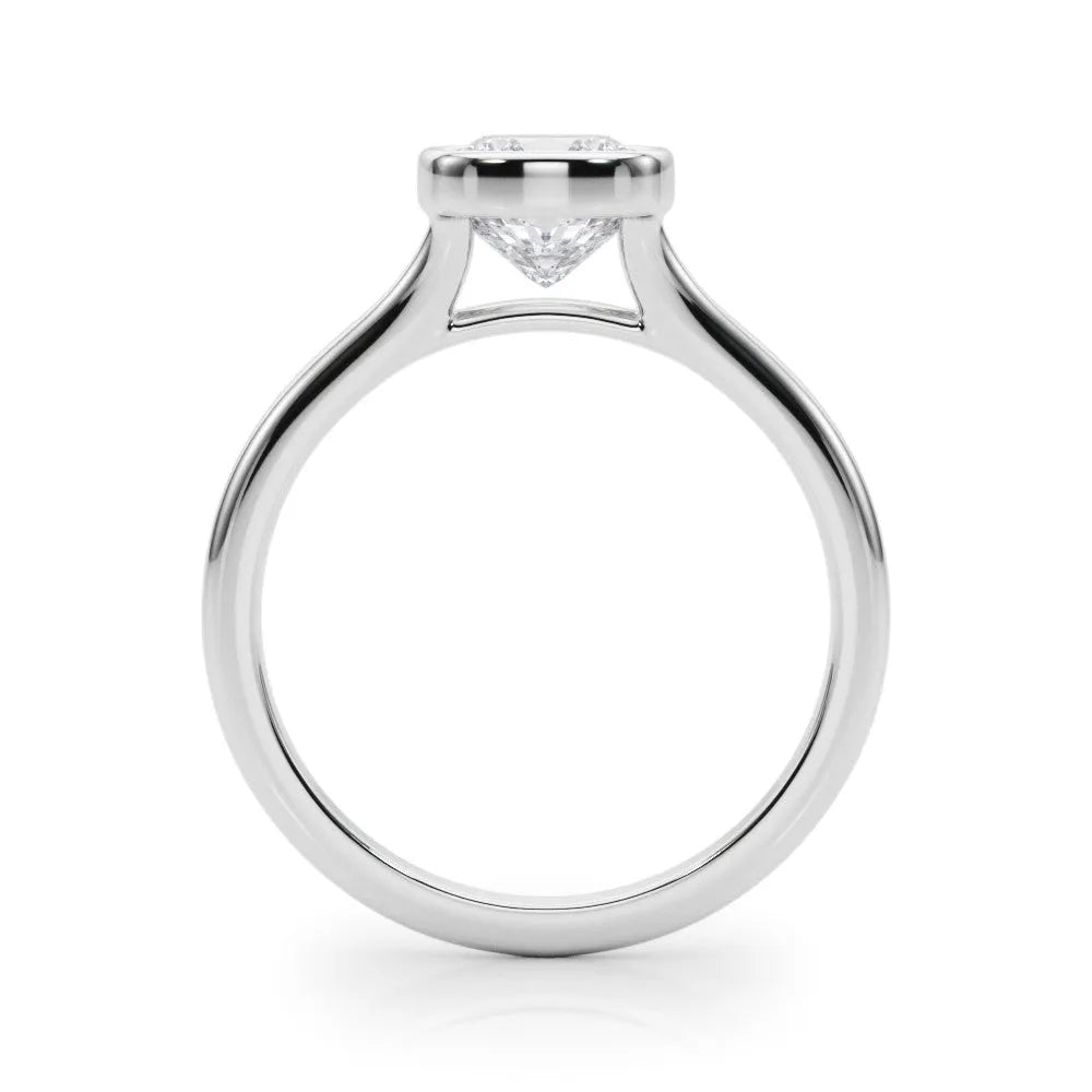 White gold Bezel Set Cushion Cut Solitaire Ring