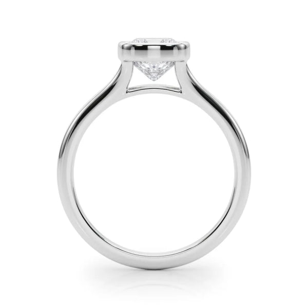 White gold Bezel Set Cushion Cut Solitaire Ring