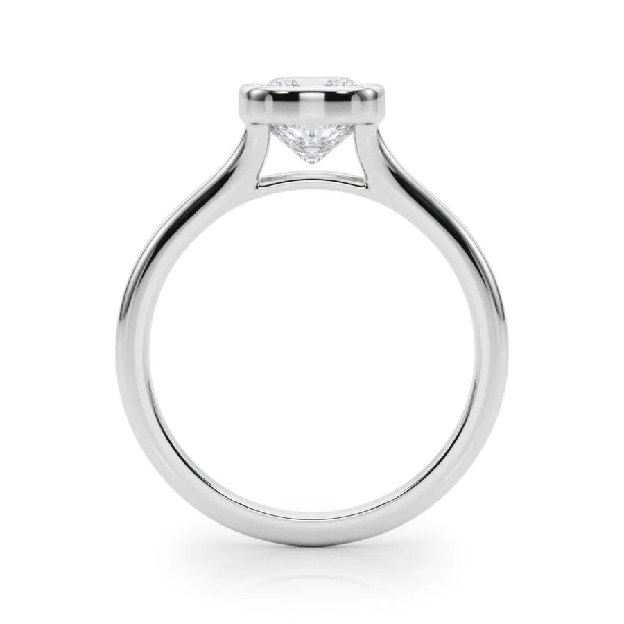 White gold Bezel Set Cushion Cut Solitaire Ring