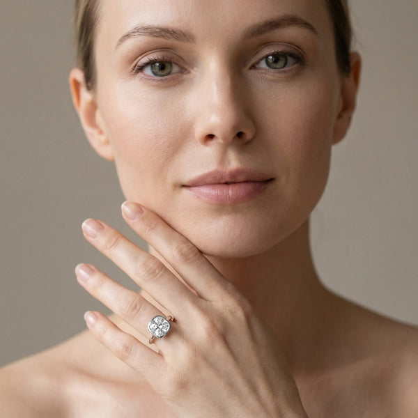 White gold Bezel Set Cushion Cut Solitaire Ring