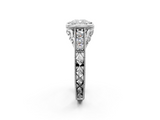 White gold Bezel Set Cushion Diamond Milgrain Pave Engagement Ring_42