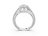 White gold Bezel Set Cushion Diamond Milgrain Pave Engagement Ring_46