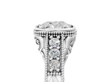 White gold Bezel Set Cushion Diamond Milgrain Pave Engagement Ring_48