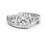 White gold Bezel Set Cushion Diamond Split Shank Ring_11