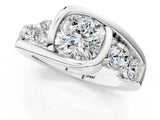 White gold Bezel Set Cushion Diamond Split Shank Ring_12