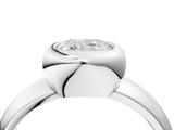 White gold Bezel Set Cushion Solitaire Ring with Wide Band 5
