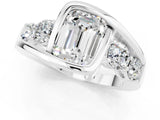 White gold Bezel Set Emerald Cut Diamond Split Shank Ring_1