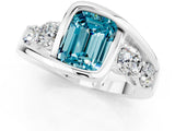 White gold Bezel Set Emerald Cut Diamond Split Shank Ring_1