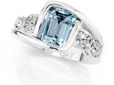 White gold Bezel Set Emerald Cut Diamond Split Shank Ring_1