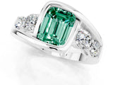 White gold Bezel Set Emerald Cut Diamond Split Shank Ring_1