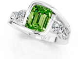 White gold Bezel Set Emerald Cut Diamond Split Shank Ring_1
