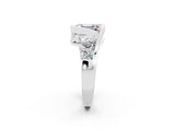 White gold Bezel Set Emerald Cut Diamond Split Shank Ring_2