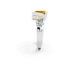 White gold Bezel Set Emerald Cut Diamond Split Shank Ring_2
