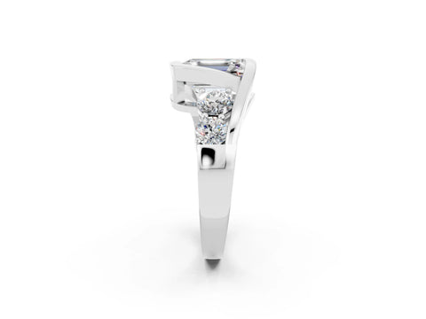 White gold Bezel Set Emerald Cut Diamond Split Shank Ring_2