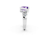 White gold Bezel Set Emerald Cut Diamond Split Shank Ring_2