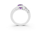White gold Bezel Set Emerald Cut Diamond Split Shank Ring_3