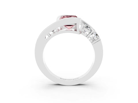 White gold Bezel Set Emerald Cut Diamond Split Shank Ring_3