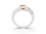 White gold Bezel Set Emerald Cut Diamond Split Shank Ring_3