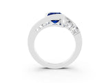 White gold Bezel Set Emerald Cut Diamond Split Shank Ring_3