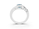 White gold Bezel Set Emerald Cut Diamond Split Shank Ring_3