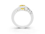 White gold Bezel Set Emerald Cut Diamond Split Shank Ring_3