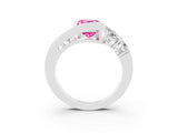White gold Bezel Set Emerald Cut Diamond Split Shank Ring_3