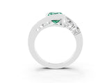 White gold Bezel Set Emerald Cut Diamond Split Shank Ring_3