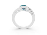 White gold Bezel Set Emerald Cut Diamond Split Shank Ring_3