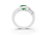 White gold Bezel Set Emerald Cut Diamond Split Shank Ring_3