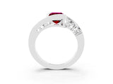 White gold Bezel Set Emerald Cut Diamond Split Shank Ring_3
