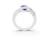 White gold Bezel Set Emerald Cut Diamond Split Shank Ring_3