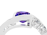 White gold Bezel Set Emerald Cut Diamond Split Shank Ring_4