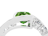 White gold Bezel Set Emerald Cut Diamond Split Shank Ring_4
