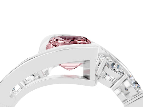 White gold Bezel Set Emerald Cut Diamond Split Shank Ring_4