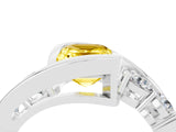 White gold Bezel Set Emerald Cut Diamond Split Shank Ring_4