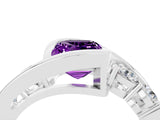 White gold Bezel Set Emerald Cut Diamond Split Shank Ring_4