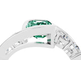 White gold Bezel Set Emerald Cut Diamond Split Shank Ring_4